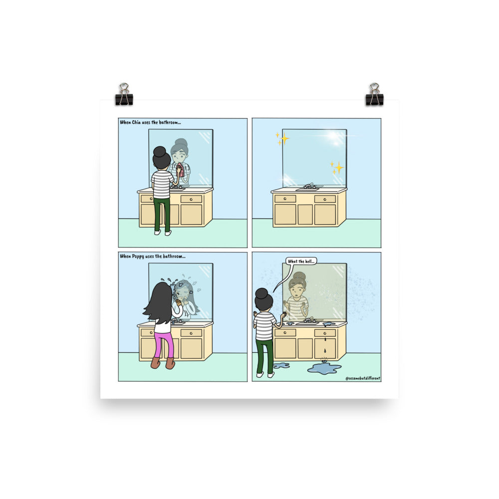Bathroom | Cute Lesbian Relationship | Pride Gifts | LGBTQ Comic Print