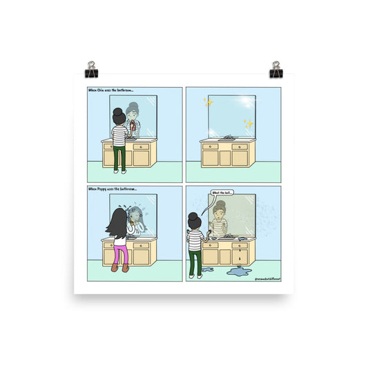 Bathroom | Cute Lesbian Relationship | Pride Gifts | LGBTQ Comic Print