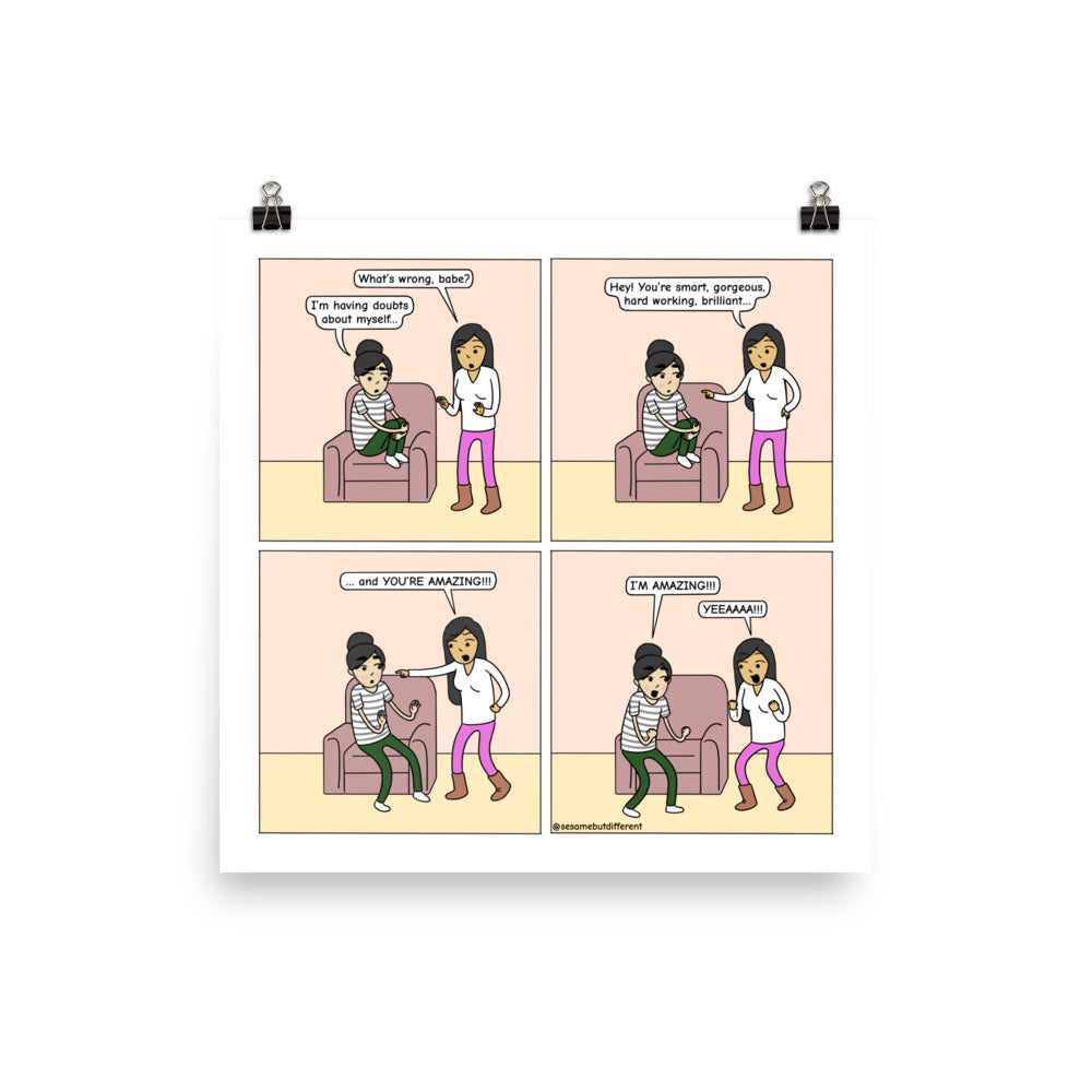 Hype Woman | Cute Lesbian Relationship | Pride Gifts | LGBTQ Comic Print