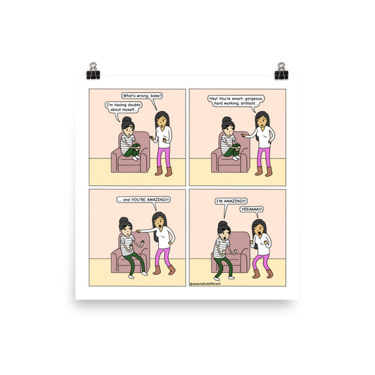 Hype Woman | Cute Lesbian Relationship | Pride Gifts | LGBTQ Comic Print