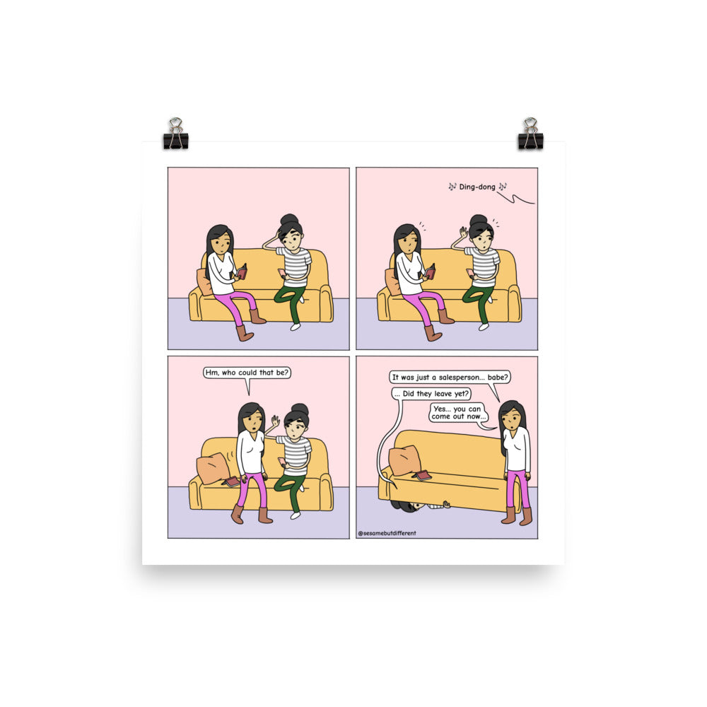 Stranger Danger | Cute Lesbian Relationship | Pride Gifts | LGBTQ Comic Print