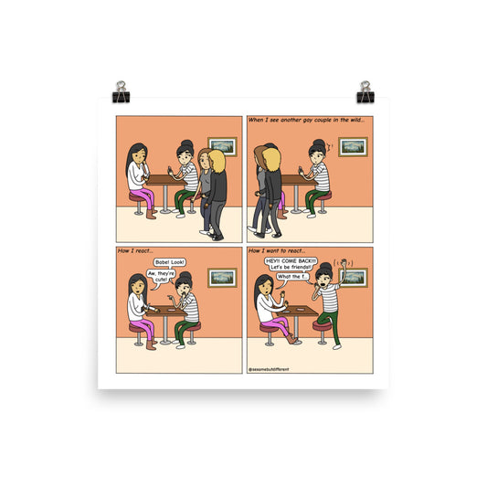 Appropriate Reaction | Cute Lesbian Relationship | Pride Gifts | LGBTQ Comic Print