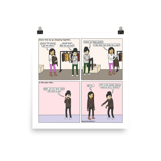 Outfits | Cute Lesbian Relationship | Pride Gifts | LGBTQ Comic Print