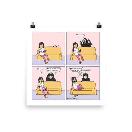 Scared | Cute Lesbian Relationship | Pride Gifts | LGBTQ Comic Print