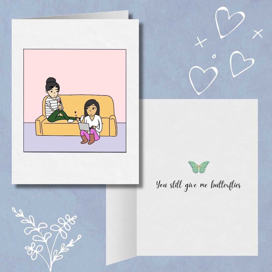 You Still Give Me Butterflies | Lesbian Valentine's Day Card | LGBTQ Greeting Card