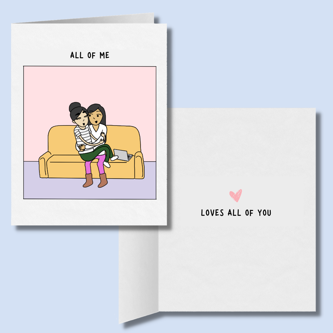 All of Me Loves All of You LGBTQ Greeting Card | Lesbian Anniversary Card