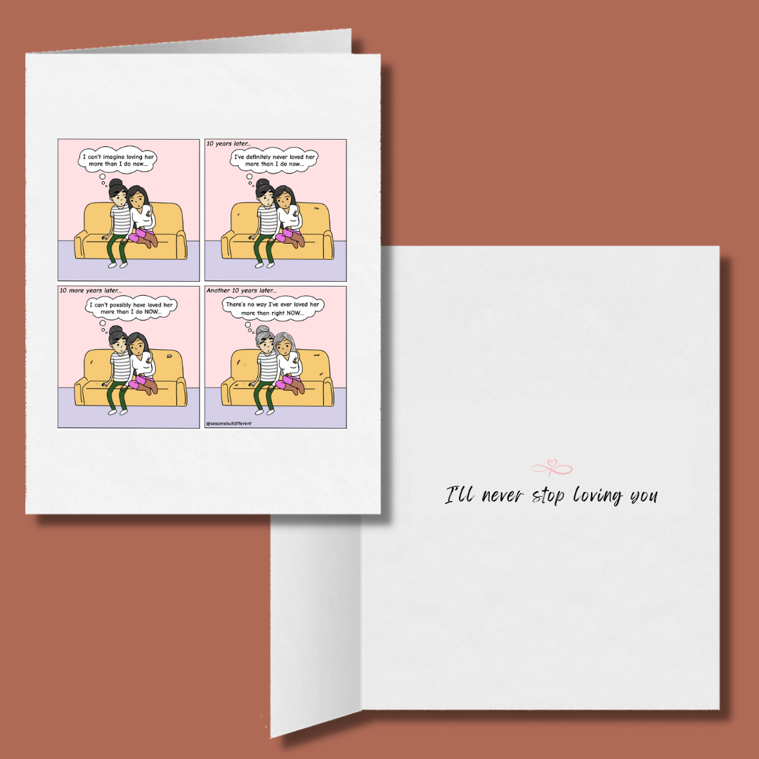 I'll Never Stop Loving You Romantic Lesbian Greeting Card, LGBTQ Anniversary Gifts