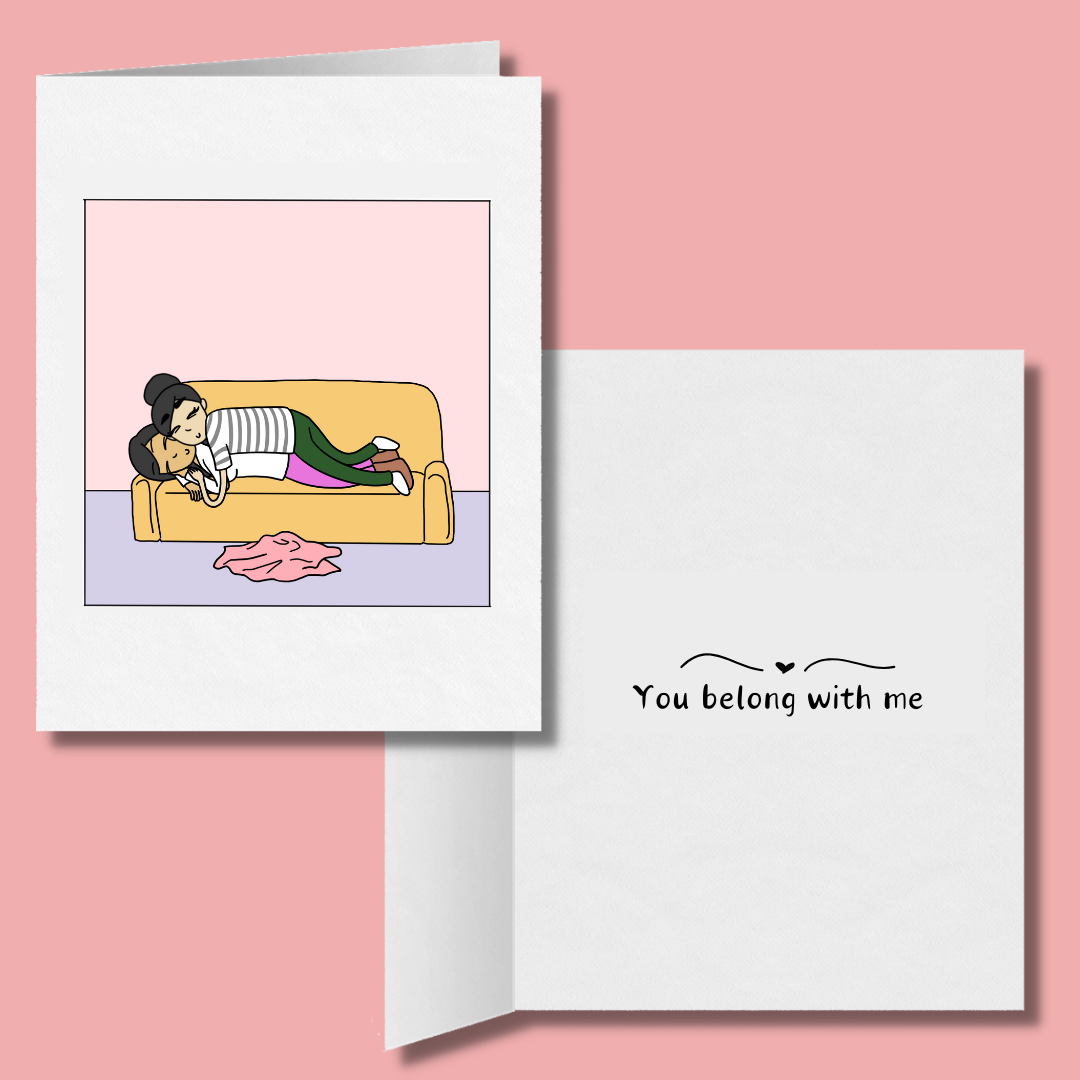 You Belong With Me Lesbian Greeting Card, LGBTQ Anniversary Gifts