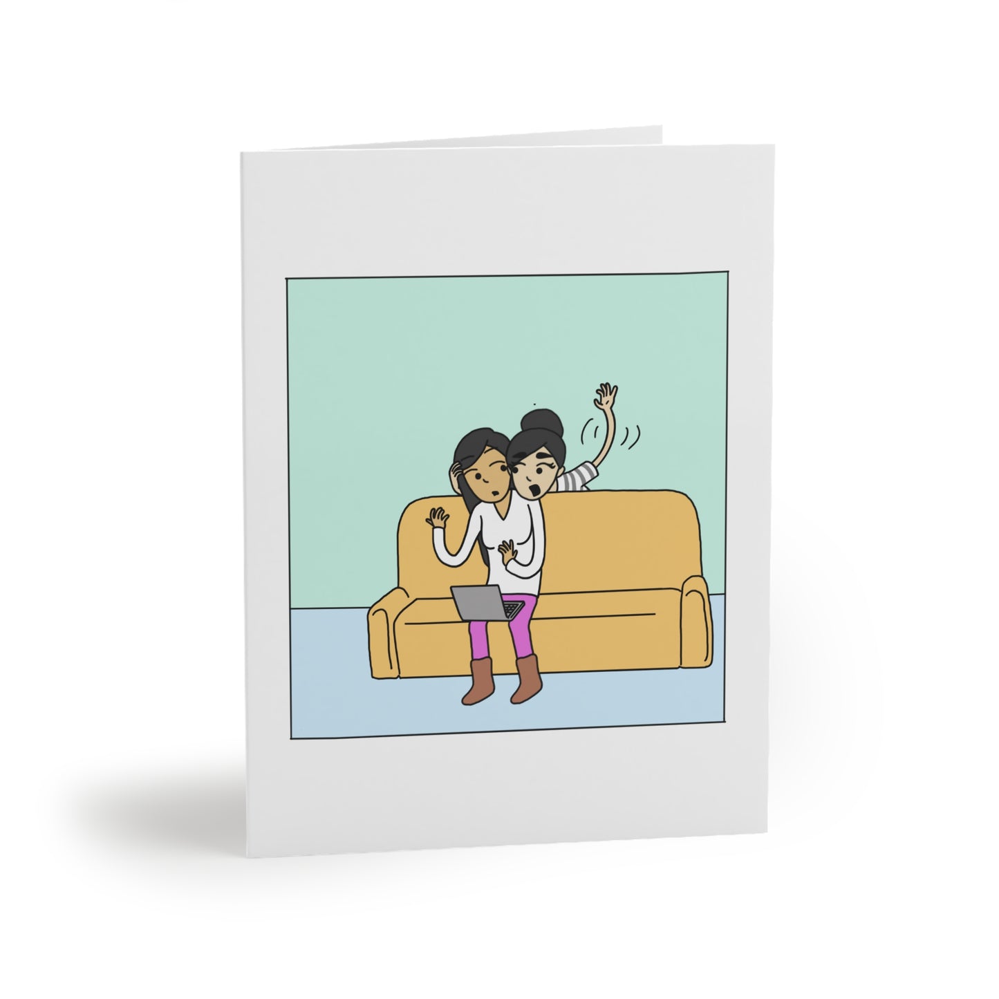 You're the Calm to My Crazy Romantic Lesbian Greeting Card, Cute LGBT Anniversary Gift, Sapphic WLW Female Love Missing You Greeting Card