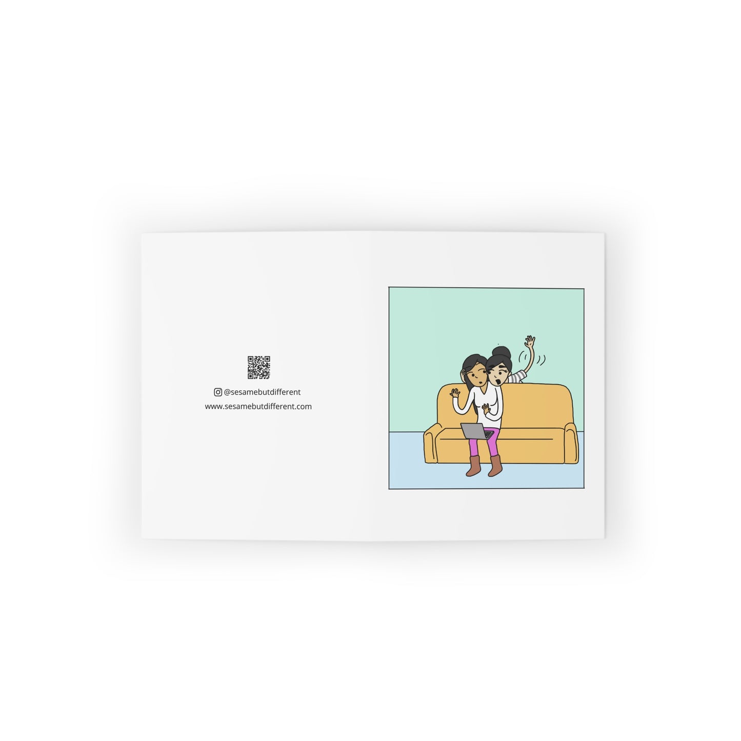 You're the Calm to My Crazy Romantic Lesbian Greeting Card, Cute LGBT Anniversary Gift, Sapphic WLW Female Love Missing You Greeting Card