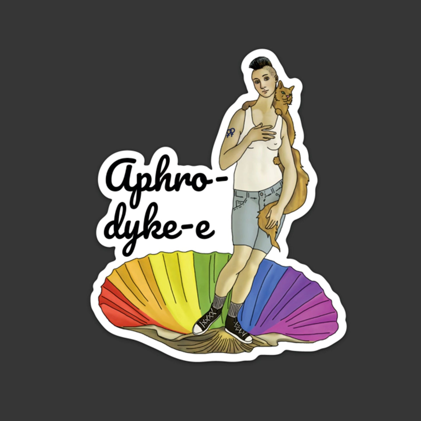 Punny "Aphro-dyke-e" LGBT Vinyl Sticker | Gay & Lesbian Pride | LGBTQ | Laptop Sticker