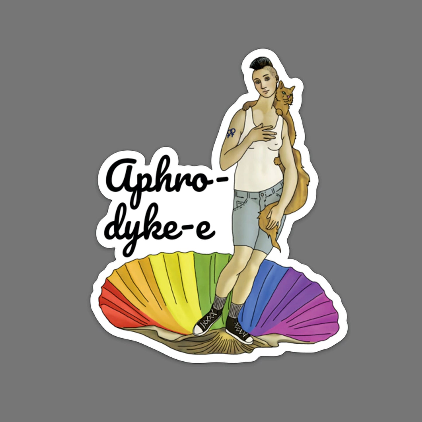 Punny "Aphro-dyke-e" LGBT Vinyl Sticker | Gay & Lesbian Pride | LGBTQ | Laptop Sticker