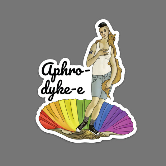 Punny "Aphro-dyke-e" LGBT Vinyl Sticker | Gay & Lesbian Pride | LGBTQ | Laptop Sticker