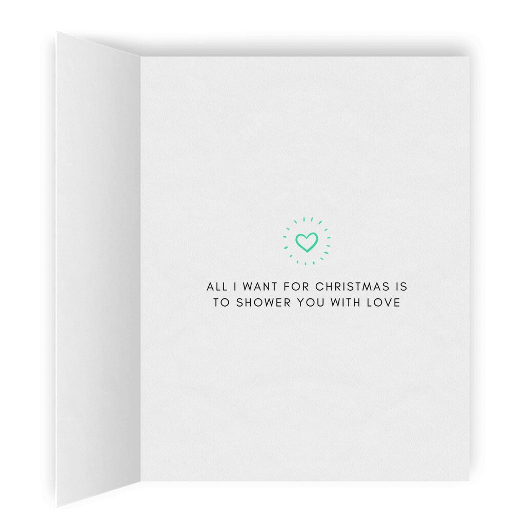 All I Want for Christmas is to Shower You with Love | Cute Lesbian Xmas Card | Sweet LGBT Holiday Gift | Sapphic Relationship | WLW Greeting