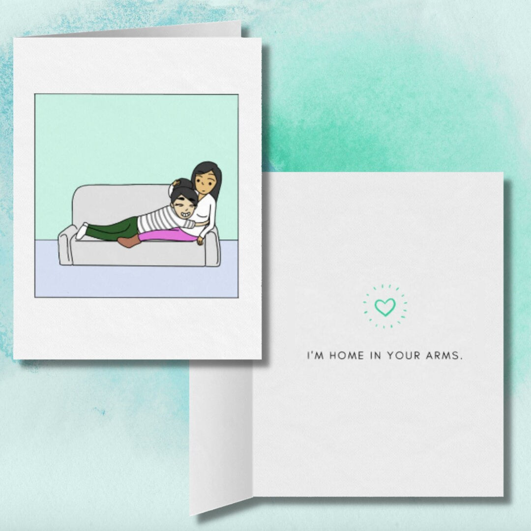 I'm Home in Your Arms | Romantic Lesbian Valentine's Day Card | Cute Loving LGBTQ Anniversary Gift | Sapphic WLW Relationship Greeting Card