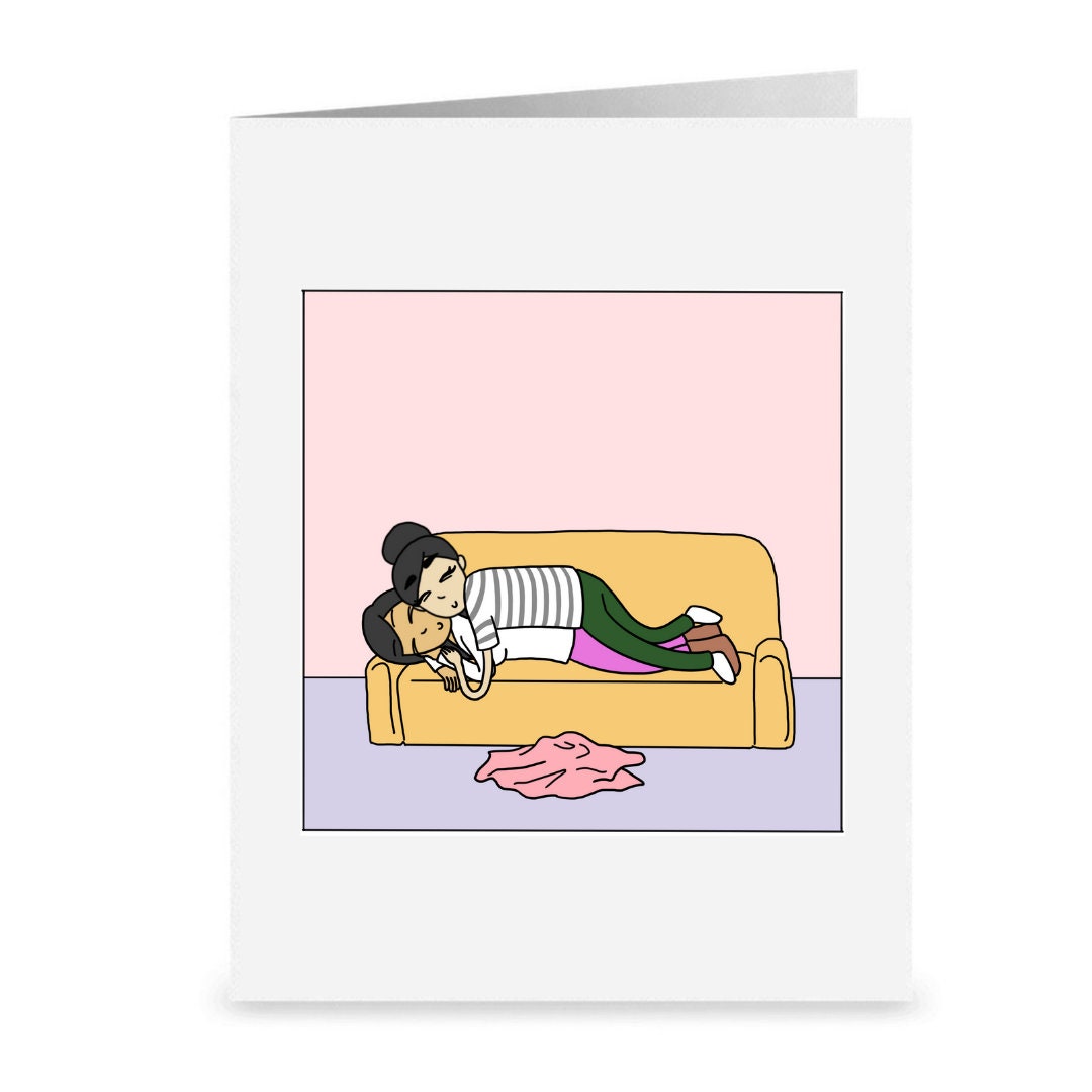 You're My Everything, Funny Romantic Lesbian Greeting Card, LGBTQ Anniversary Gifts, Sapphic WLW Female Cards, Gay Lesbian Couple Cuddling