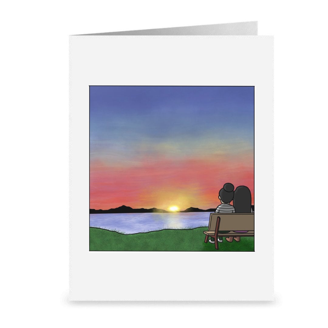 I Love You to the Sunset and Back, Romantic Lesbian Greeting Card, LGBTQ Anniversary Gift, Sapphic WLW Female Love Cards, Cute Gay Couple