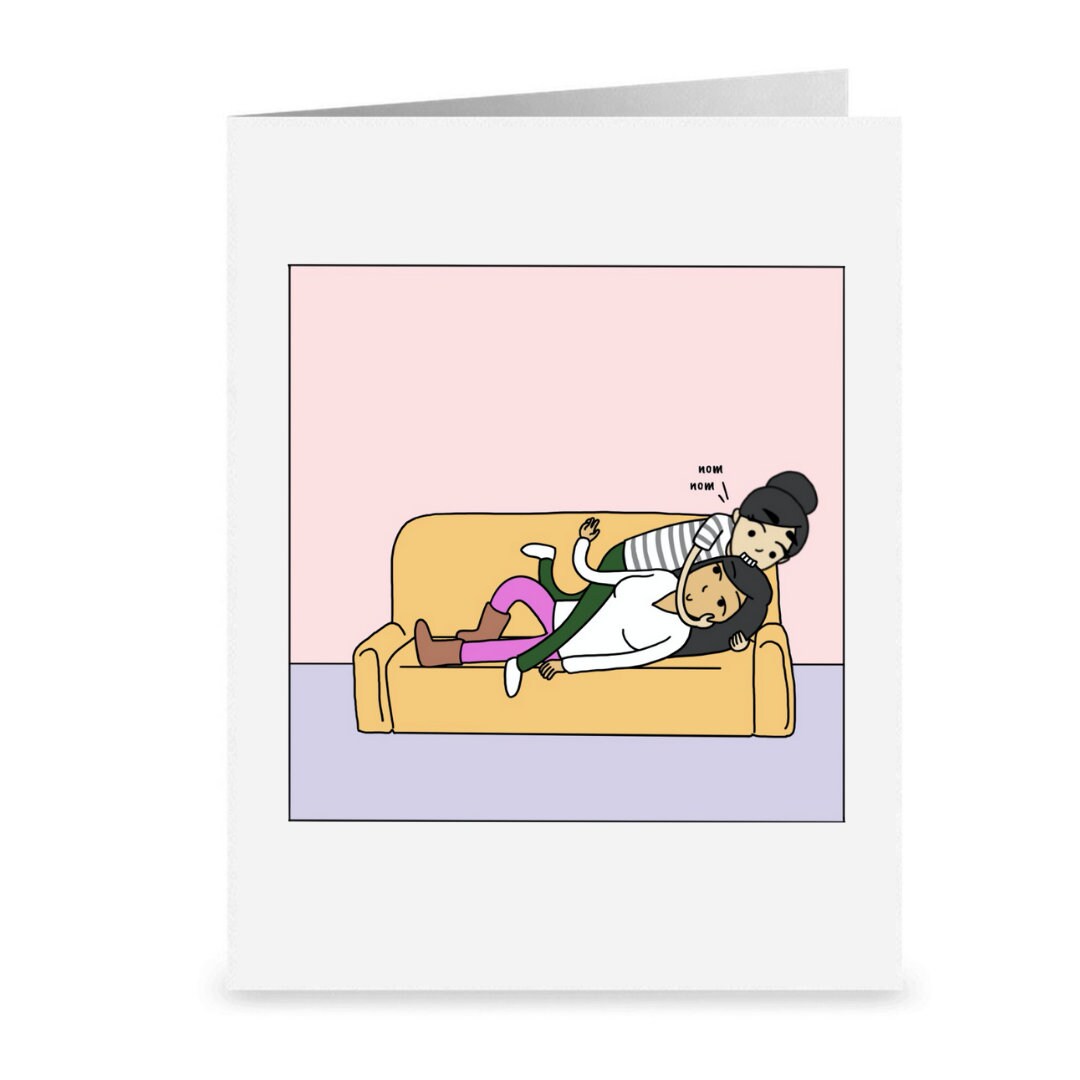 Eating, I Mean Loving You is So Easy | Funny Romantic Lesbian Card | Cute LGBTQ Anniversary or Valentine's Day Gift | Sapphic WLW Gay Humor