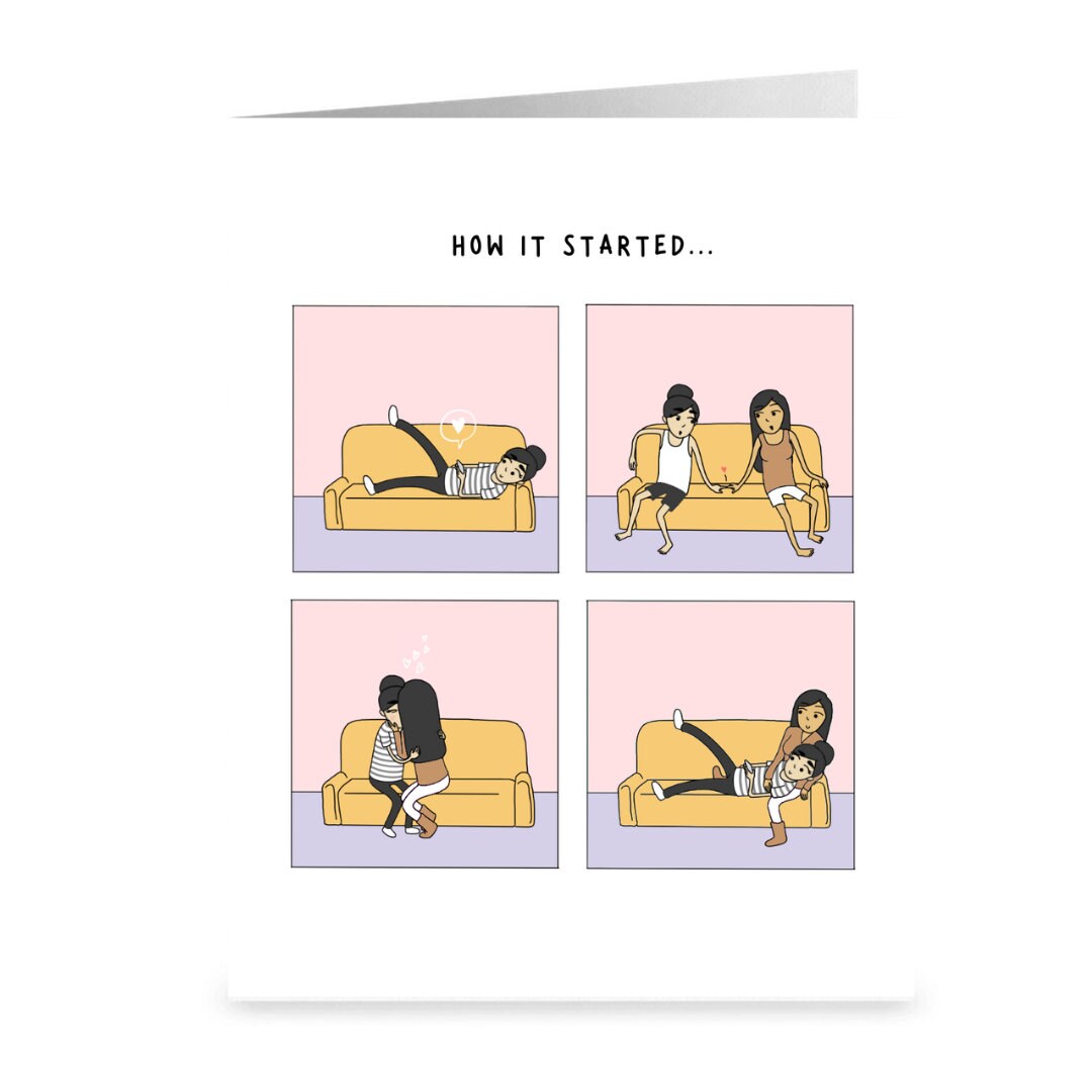 How It Started Romantic Lesbian Card, Cute LGBTQ Gifts, WLW Sapphic Anniversary Birthday Valentine's Day Greeting Card, Gay Lesbian Couple