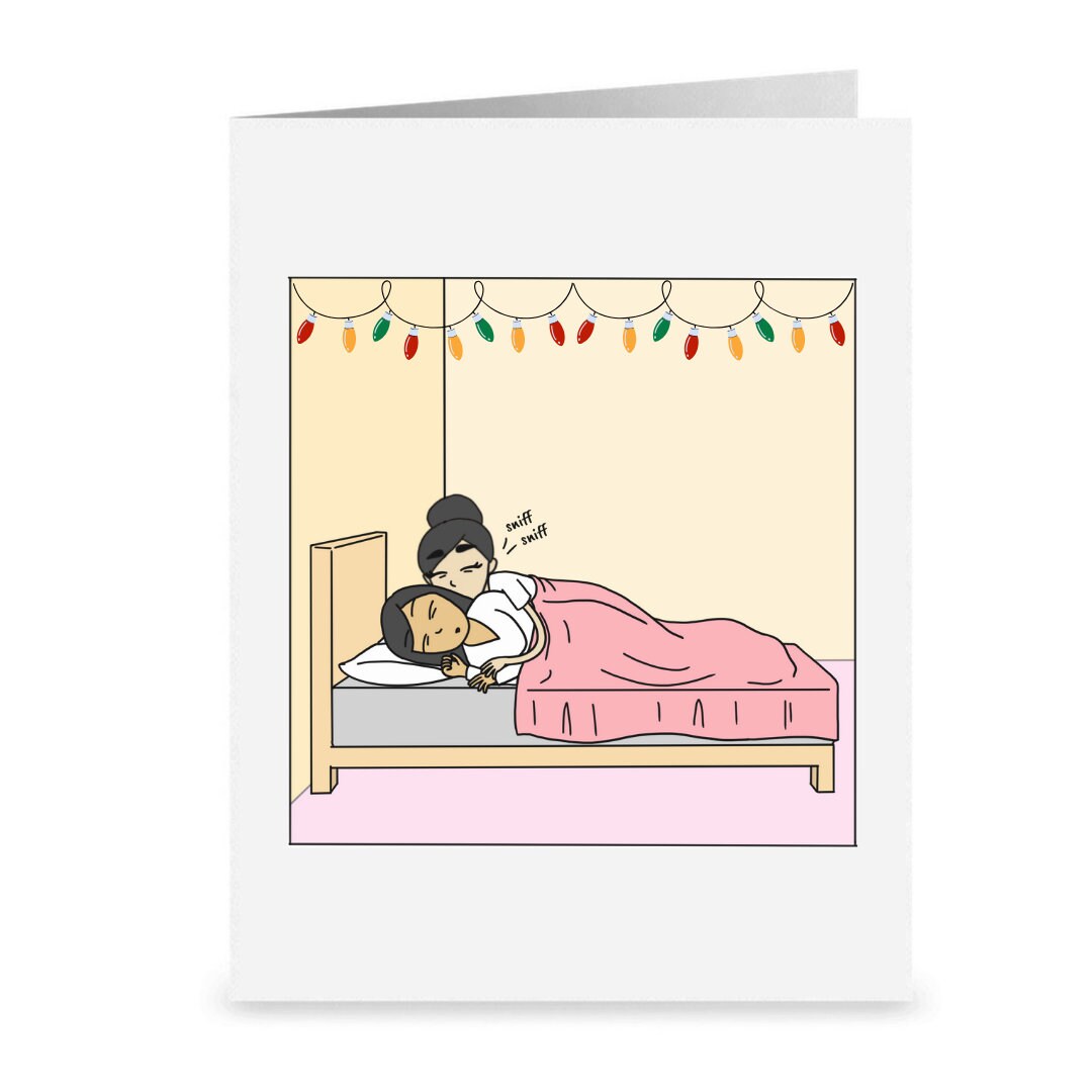 You Smell Like Christmas Morning, Romantic Lesbian Xmas, Cute LGBT Holiday Gift, WLW Cuddling Sapphic Xmas Greeting Card, Gay Lesbian Card