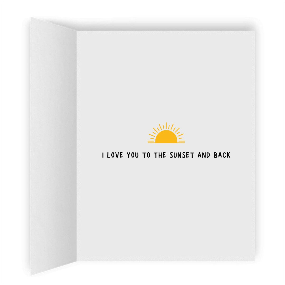 I Love You to the Sunset and Back, Romantic Lesbian Greeting Card, LGBTQ Anniversary Gift, Sapphic WLW Female Love Cards, Cute Gay Couple