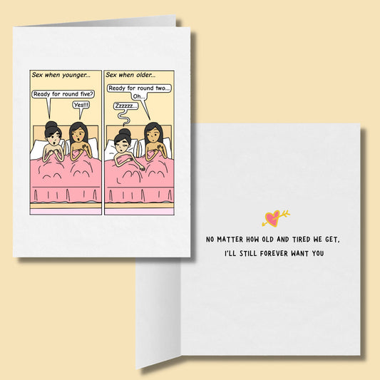 I'll Still Forever Want You, Funny Romantic Lesbian Greeting Card, LGBTQ Anniversary Gifts, Sapphic WLW Female Love Cards, Cute Gay Couple