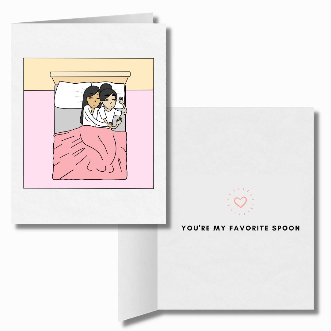 You're My Favorite Spoon | Romantic Lesbian Valentine's Day Card | Cute Lesbian Anniversary Gifts | LGBTQ Greeting Card