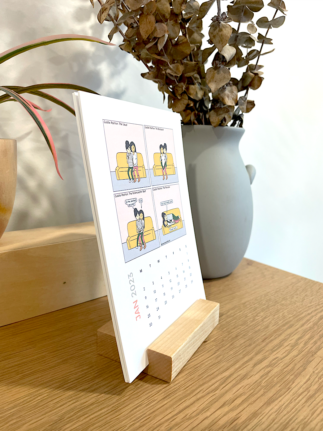 Modern Lesbian LGBTQ Desk Calendar | 2023 Minimalist Calendar Organizer with Wooden Holder