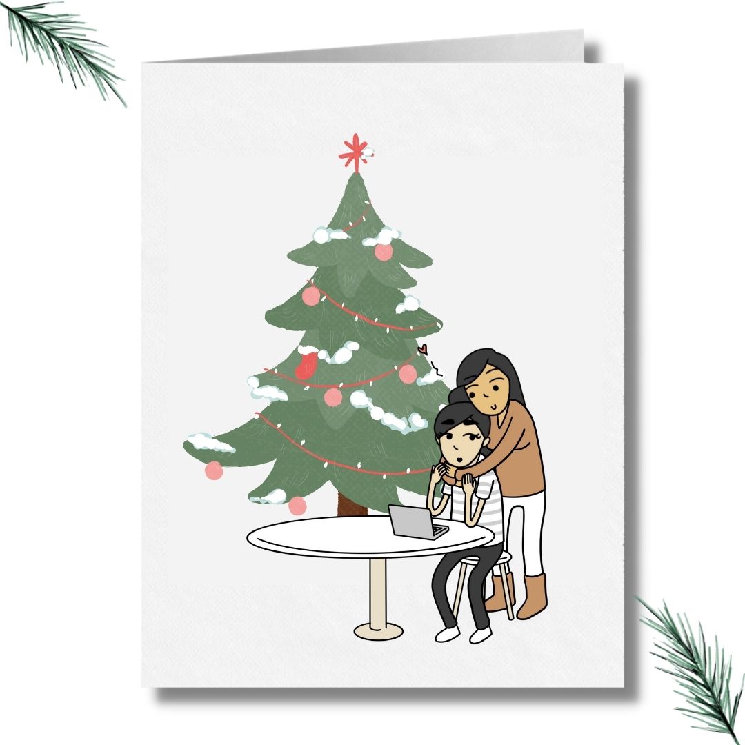 It's the Most Huggable Time of the Year | Romantic Lesbian Christmas Card | Cute LGBT Holiday Gift | WLW Cuddling Sapphic Xmas Greeting Card