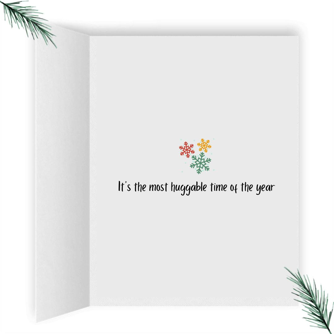 It's the Most Huggable Time of the Year | Romantic Lesbian Christmas Card | Cute LGBT Holiday Gift | WLW Cuddling Sapphic Xmas Greeting Card