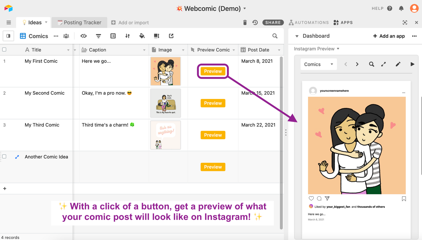 Beautiful Content Idea & Posting Schedule Tracker | Airtable Template Content Management | Digital Download Link and Instructions