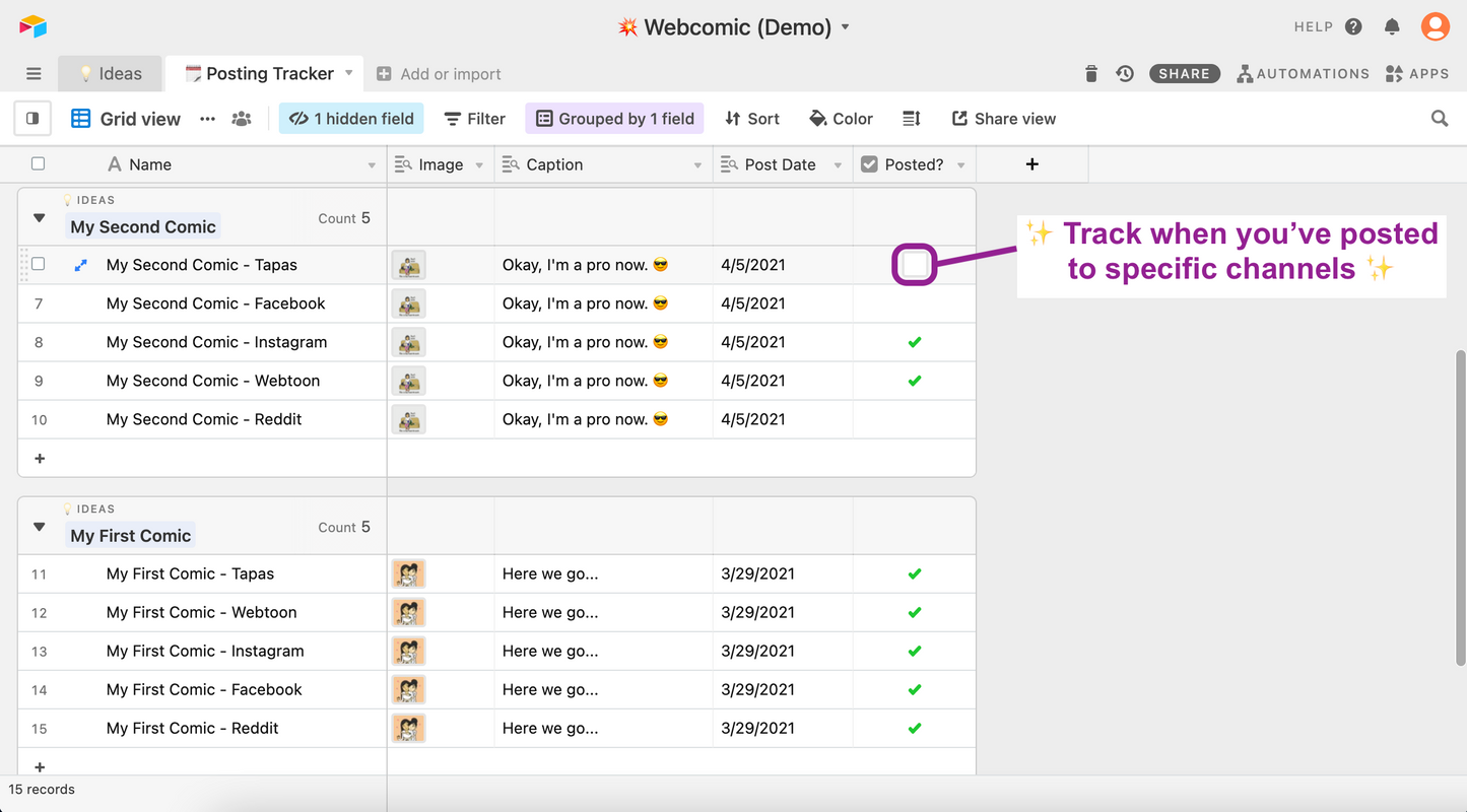 Beautiful Content Idea & Posting Schedule Tracker | Airtable Template Content Management | Digital Download Link and Instructions