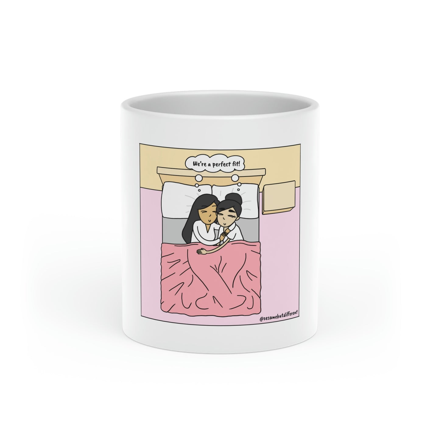 We're a Perfect Fit | Meant to Be Heart-Shaped Mug | Lesbian Valentine's Day Gift | LGBTQ Mug | Sapphic WLW Cup | Lesbian Anniversary Gifts