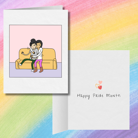 Happy Pride Month | Romantic Lesbian Pride Card | Cute Lesbian Gifts | LGBTQ Pride Greeting Card
