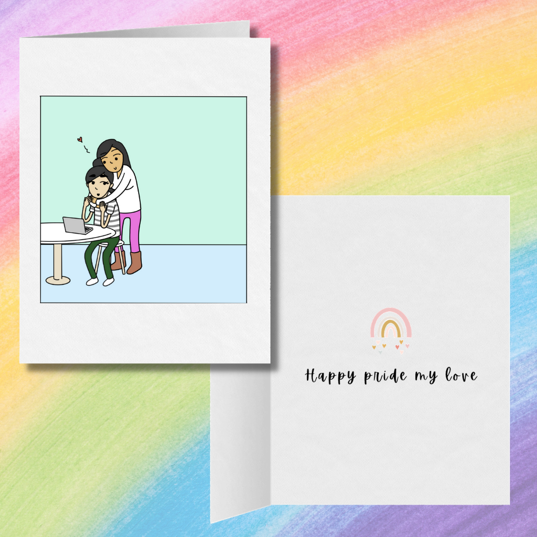 Happy Pride My Love | Romantic Lesbian Gay Pride Card | Cute Lesbian Gifts | LGBTQ Pride Greeting Card