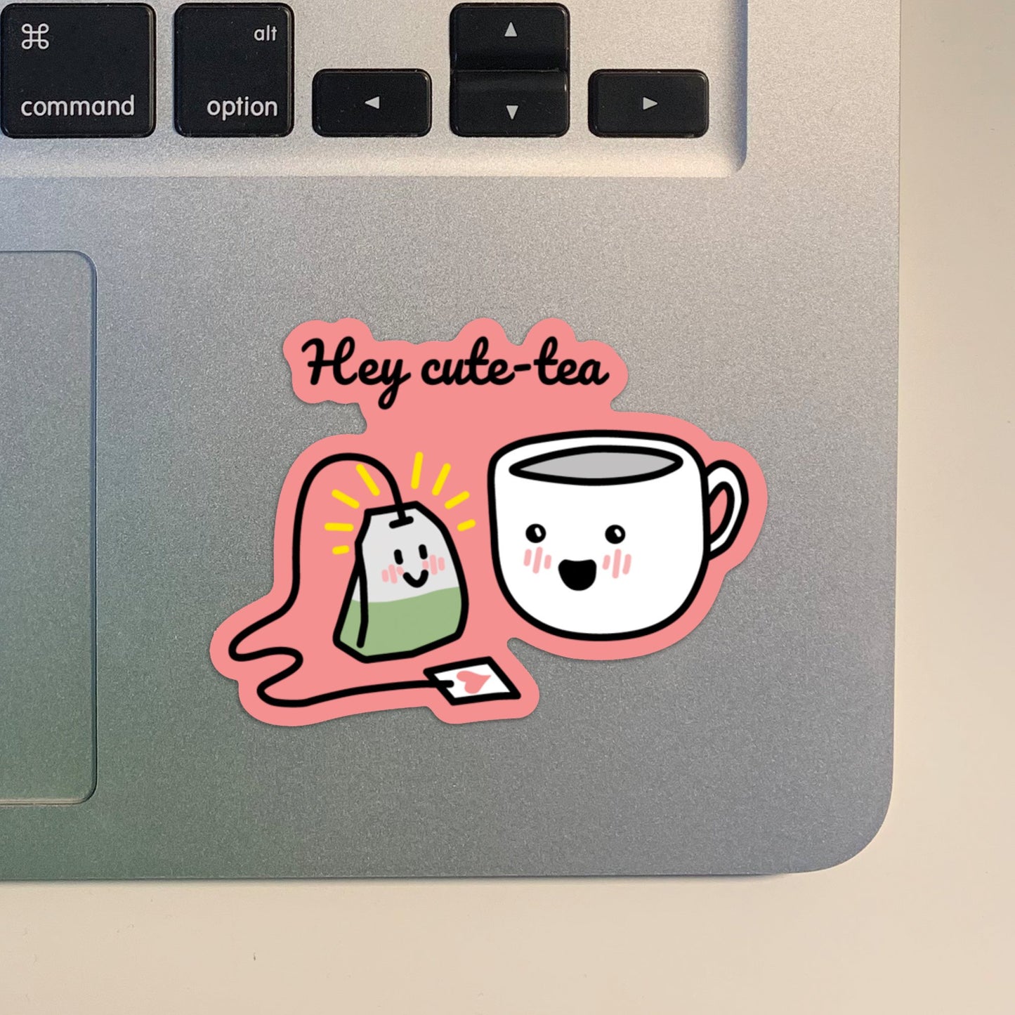 Punny Cute Hey Cute-Tea Asian Sticker | Laptop Vinyl Sticker | Die Cut Sticker