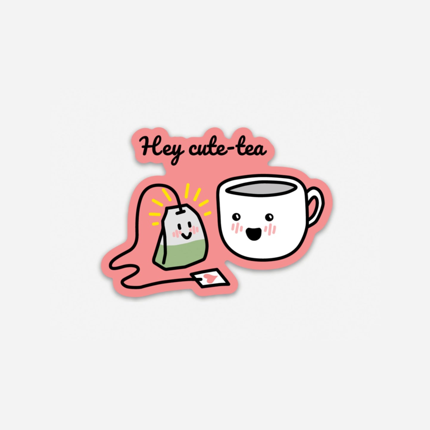 Punny Cute Hey Cute-Tea Asian Sticker | Vinyl Sticker | Die Cut Sticker