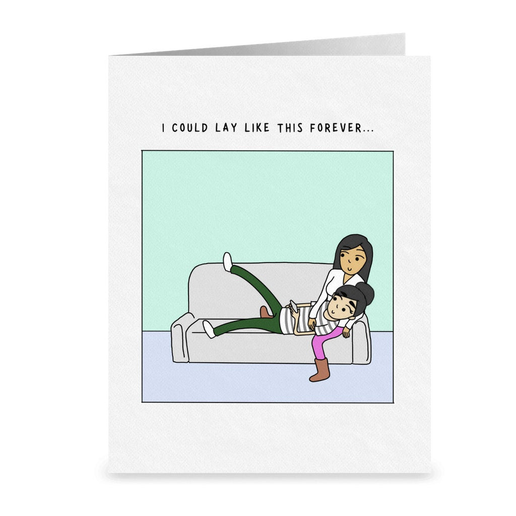 I Could Lay Like This Forever | Romantic Lesbian Valentine's Day Card | Cute LGBTQ Anniversary Gifts | Funny Sapphic WLW Love Greeting Card