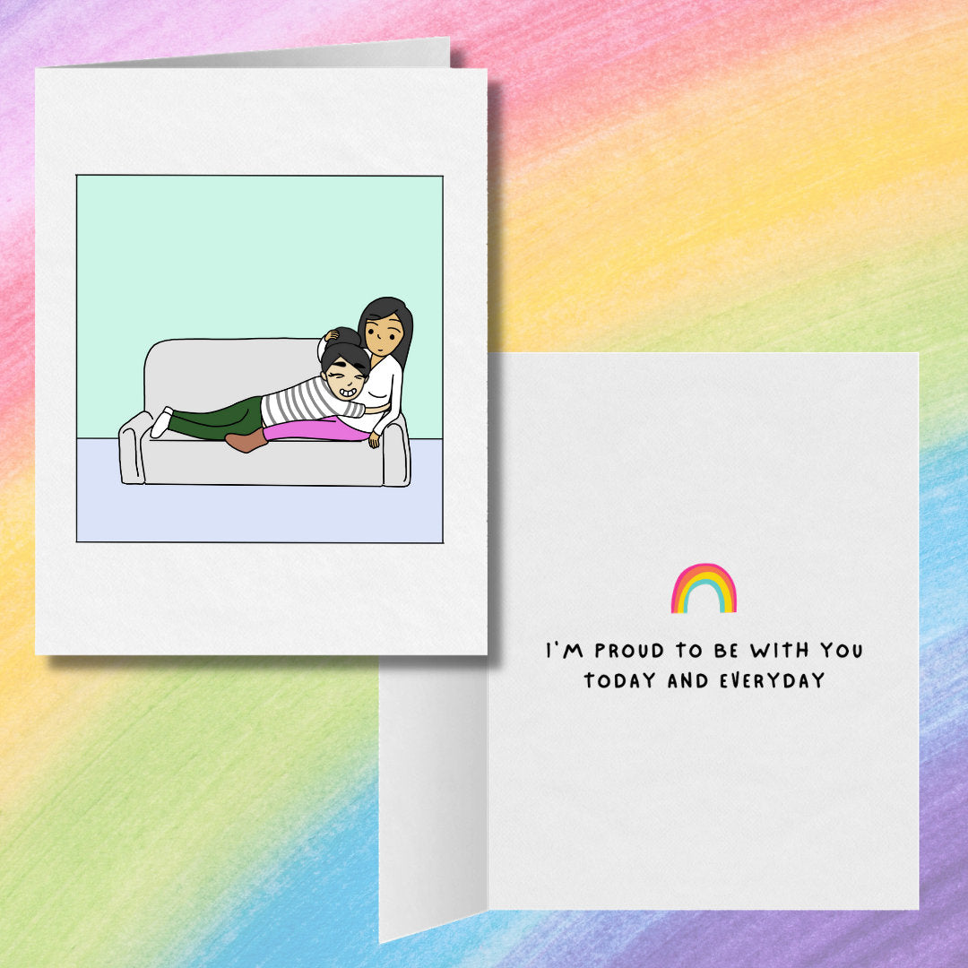 I'm Proud to Be With You Today & Everyday | Romantic Lesbian Gay Pride Rainbow Card | Cute LGBTQ Gifts | Sapphic Greeting | WLW Relationship