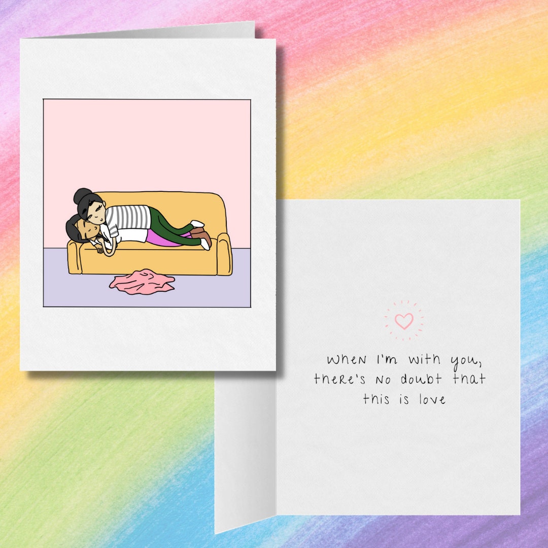When I'm With You There's No Doubt That This is Love | Romantic Lesbian Pride Card | Cute LGBT Gift | WLW Greeting | Sapphic Love is Love