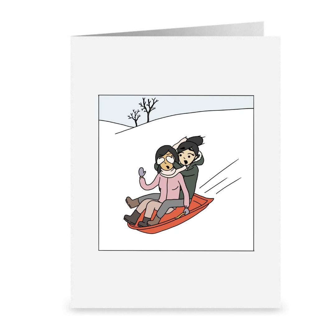 Can't Wait to Sleigh the New Year With You | Romantic Lesbian Christmas Card | Cute Lesbian Holiday Gifts | Punny Greeting Card