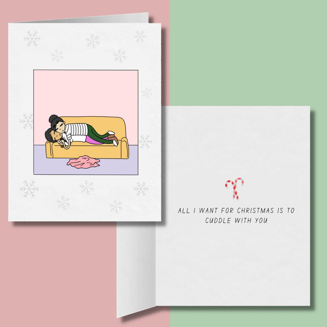 All I Want for Christmas is to Cuddle With You | Romantic Lesbian Christmas Card | Cute Lesbian Holiday Gifts & Greeting Card
