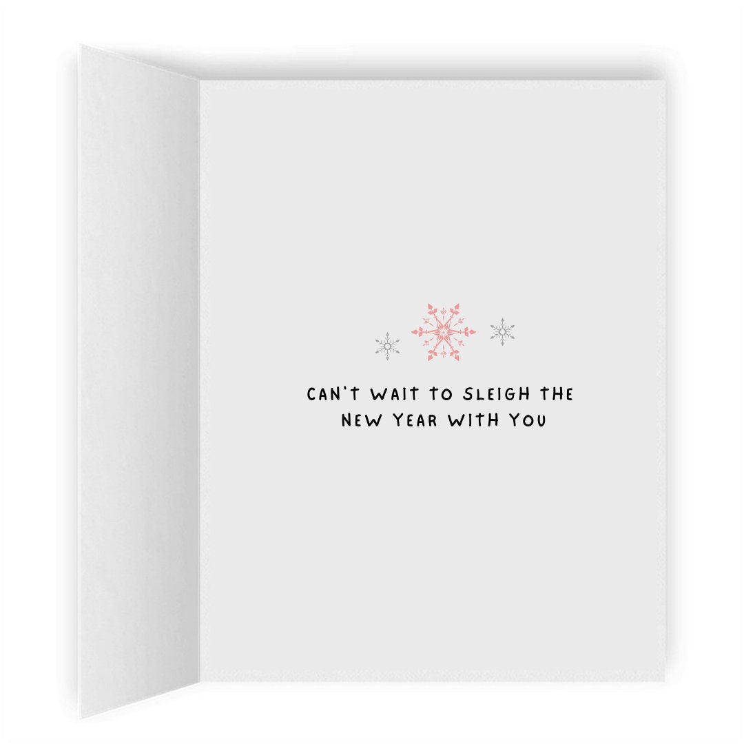 Can't Wait to Sleigh the New Year With You | Romantic Lesbian Christmas Card | Cute Lesbian Holiday Gifts | Punny Greeting Card