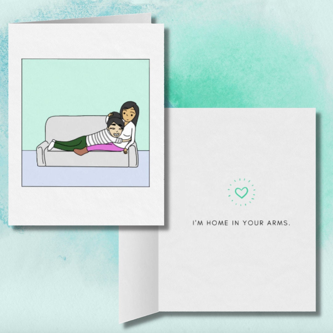 I'm Home in Your Arms | Romantic Lesbian Valentine's Day Card | Cute Loving LGBTQ Anniversary Gift | Sapphic WLW Relationship Greeting Card