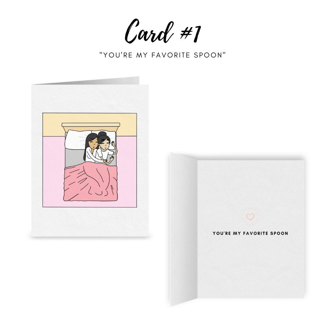 Lesbian Couple Card Bundle (Pack of 2) | Cute Lesbian Greeting Cards | WLW Romantic Anniversary Cards | LGBTQ Valentine's Day Cards & Gifts