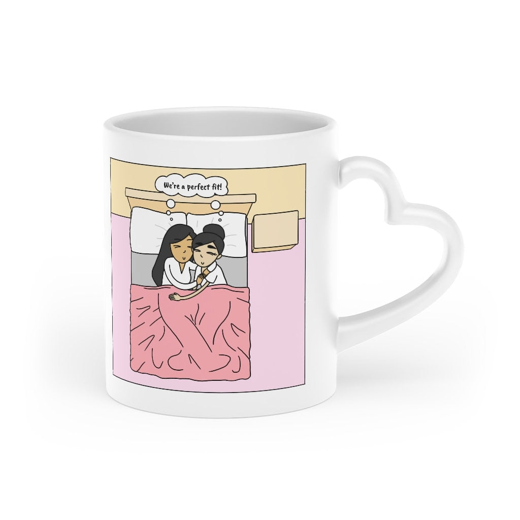LGBT Valentine's Day Gift Bundle | Lesbian We're a Perfect Fit Heart-Shaped Mug | Main Squeeze Gay Greeting Card | Romantic Anniversary Gift