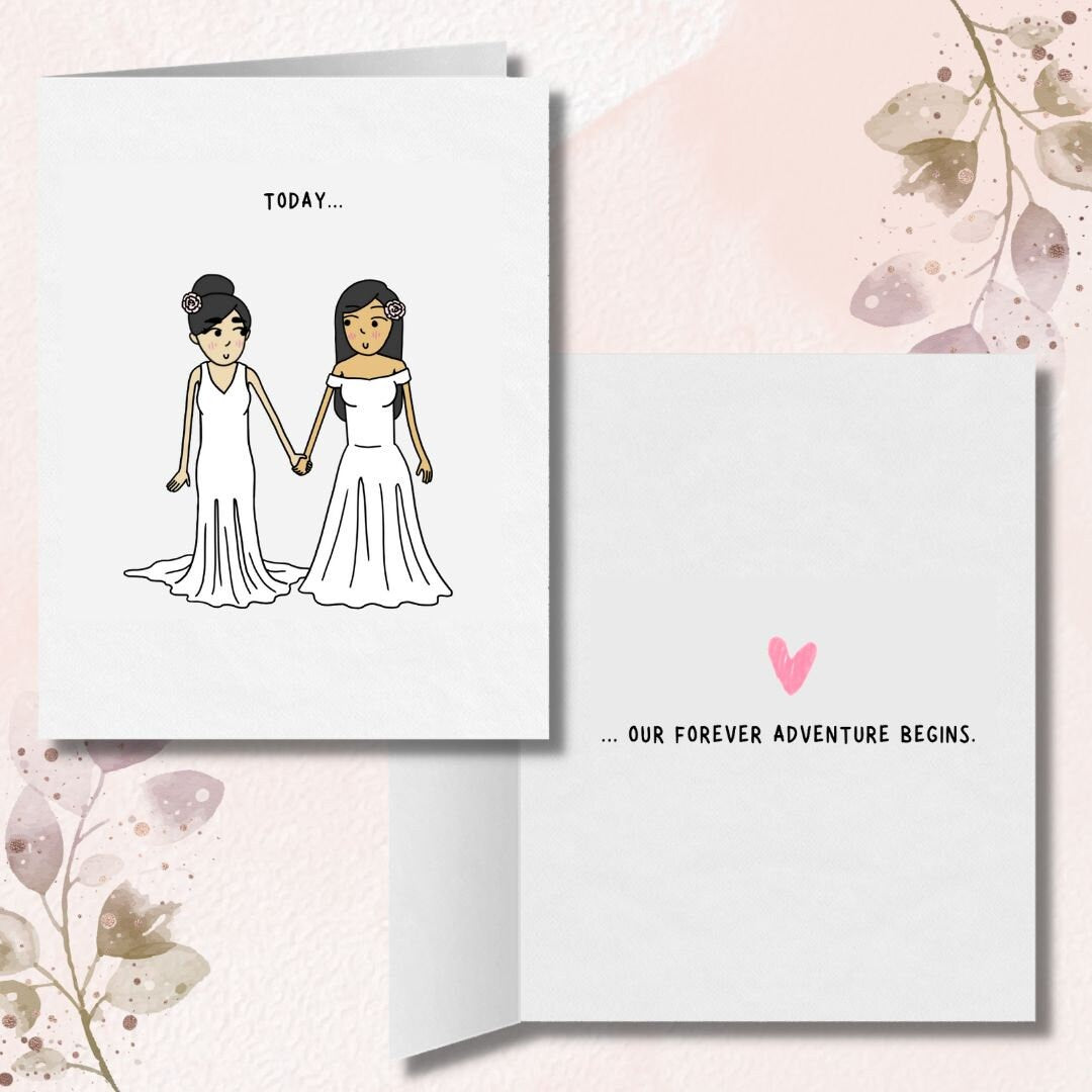 Today Our Forever Adventure Begins | Lesbian Wedding Engagement Greeting Card | Sapphic WLW Relationship | Gay Romantic LGBTQ Gifts & Cards