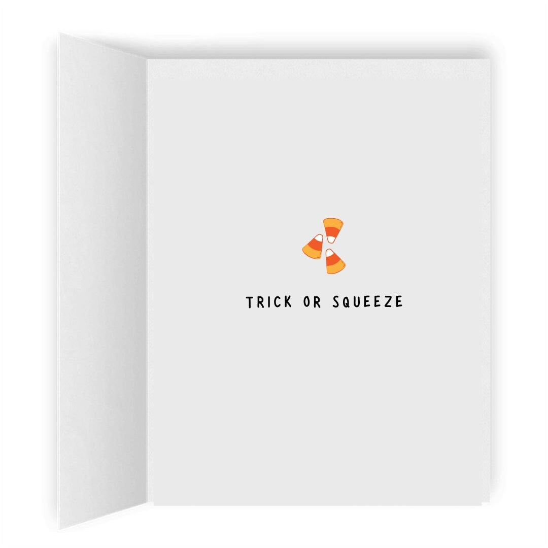 Trick or Squeeze | Spooky Romantic Lesbian Halloween Greeting Card | Cute LGBTQ Halloween Gift | Sapphic Relationship | WLW Couple