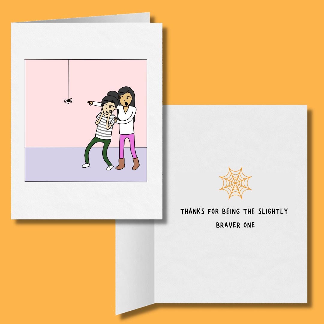 The Slightly Braver One | Spooky Romantic Lesbian Halloween Greeting Card | Cute LGBTQ Halloween Gift | Sapphic Relationship | WLW Couple