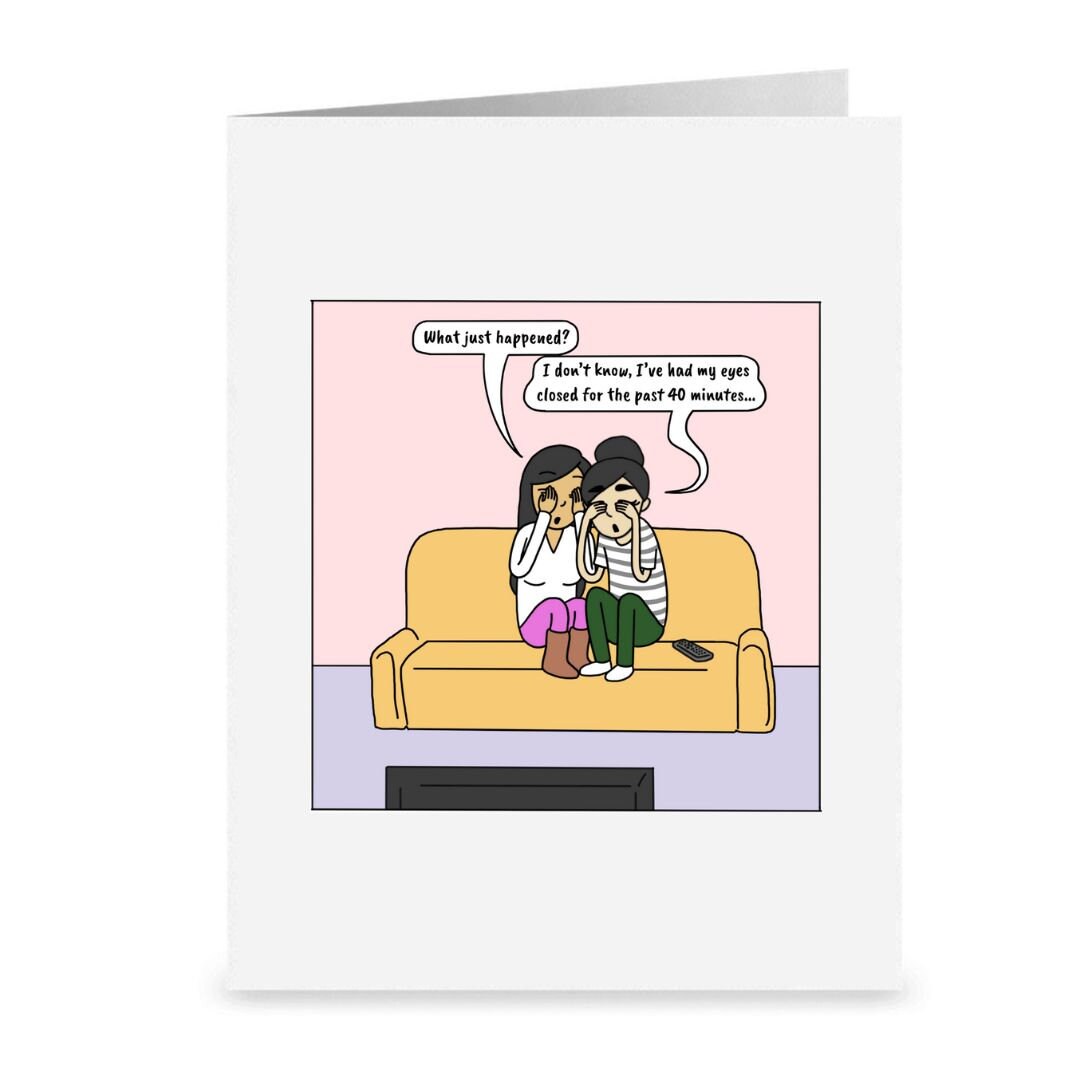 Scary Movies | Spooky Romantic Lesbian Halloween Greeting Card | Cute LGBTQ Halloween Gift | Sapphic Relationship | WLW Couple